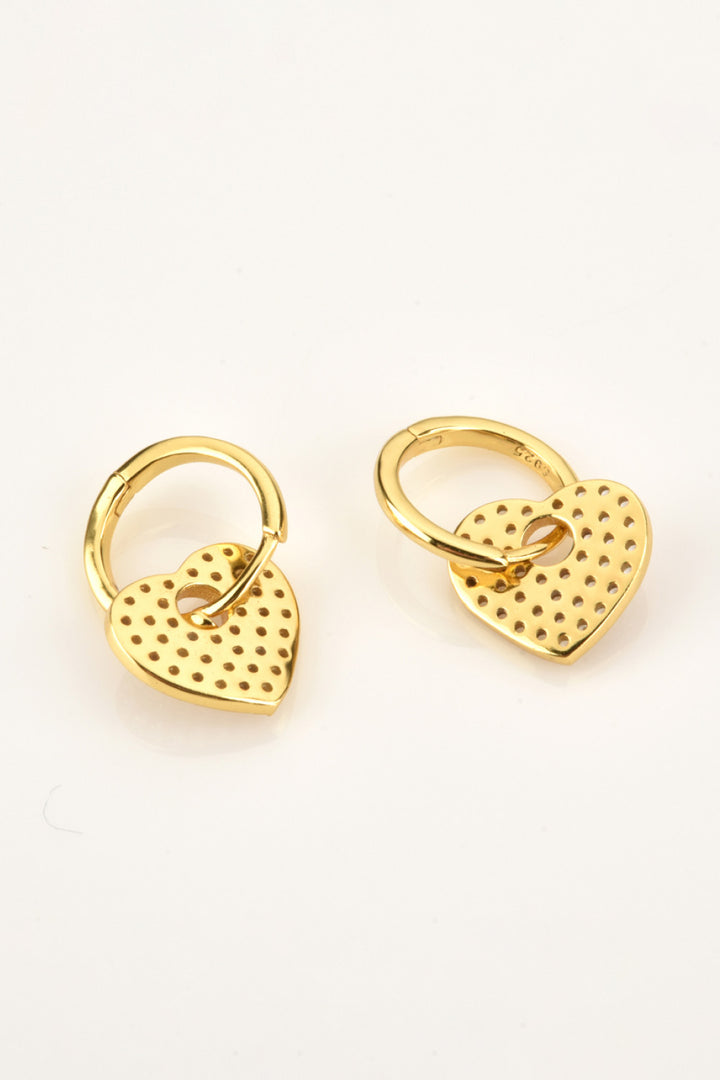 Zircon Heart Drop Huggie Earrings Trendsi