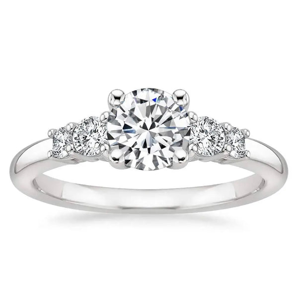 1.0 Carat Round Moissanite Engagement Rings in Sterling Silver - Super Amazing Store