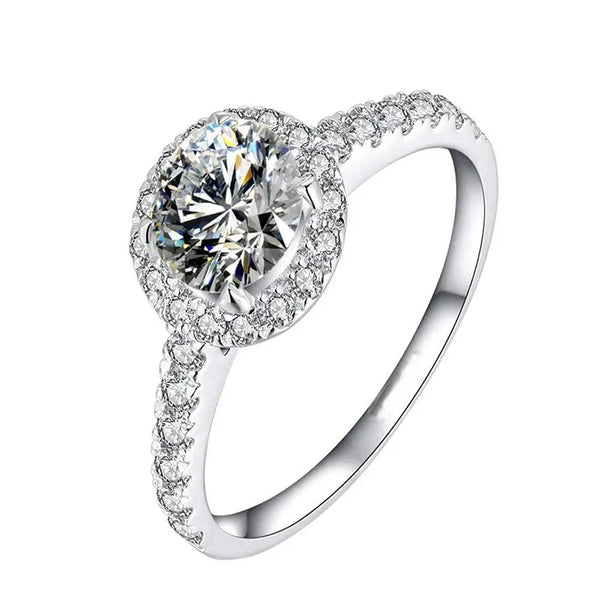 1.5 Carat Round Moissanite Engagement Rings in Sterling Silver - Super Amazing Store