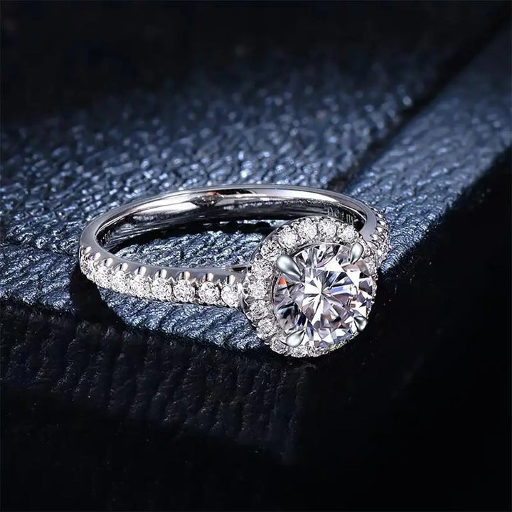 1.5 Carat Round Moissanite Engagement Rings in Sterling Silver - Super Amazing Store