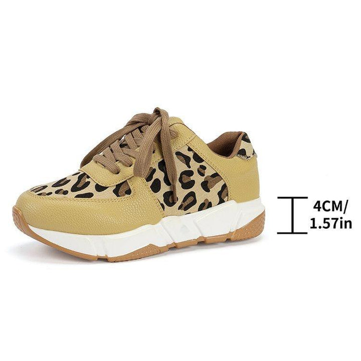 Large Size Leopard Print Casual Pumps Women's Spring And Autumn New Flat Lace-up Sports Casual Shoes - Super Amazing Store