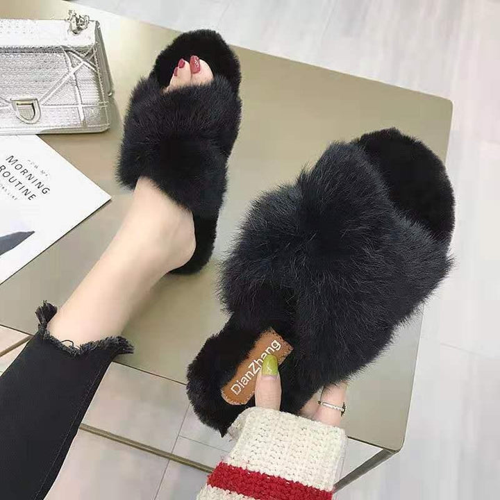 Cross hairy slippers - Super Amazing Store