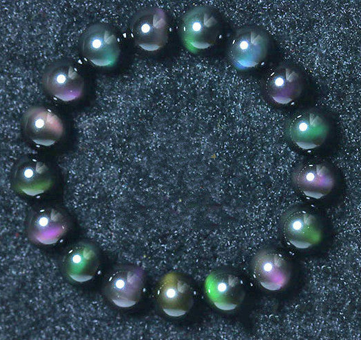 Rainbow Purple Green Eye Obsidian Bracelet Q2