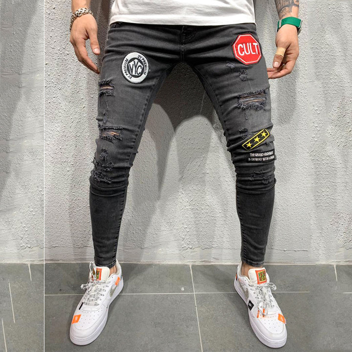 Ripped embroidered jeans-Super Amazing Store