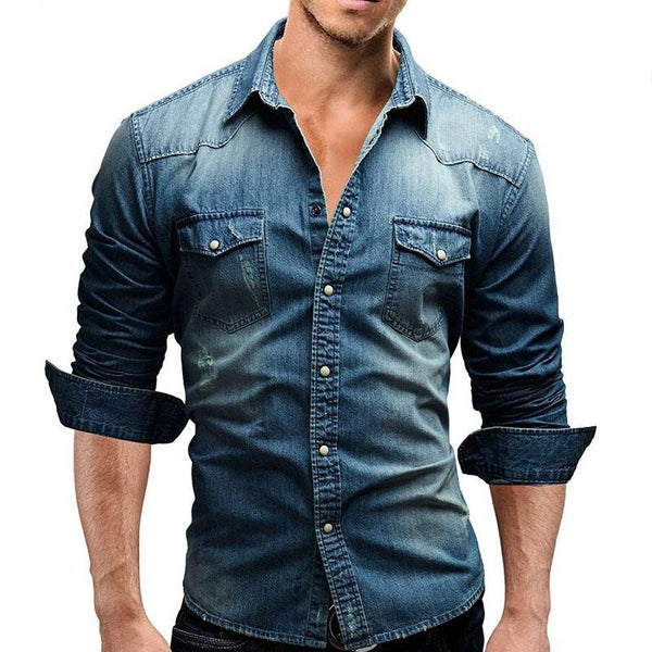 Men Shirt Brand Male Long Sleeve Shirts Casual Solid Slim Fit - Super Amazing Store