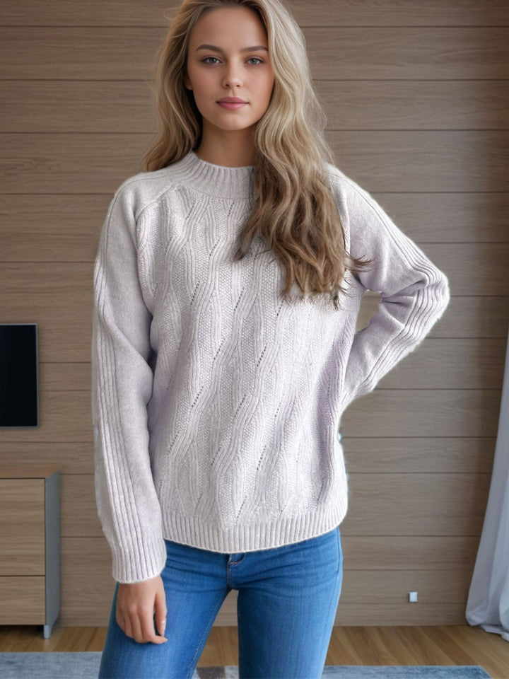 Mock Neck Long Sleeve Sweater Trendsi