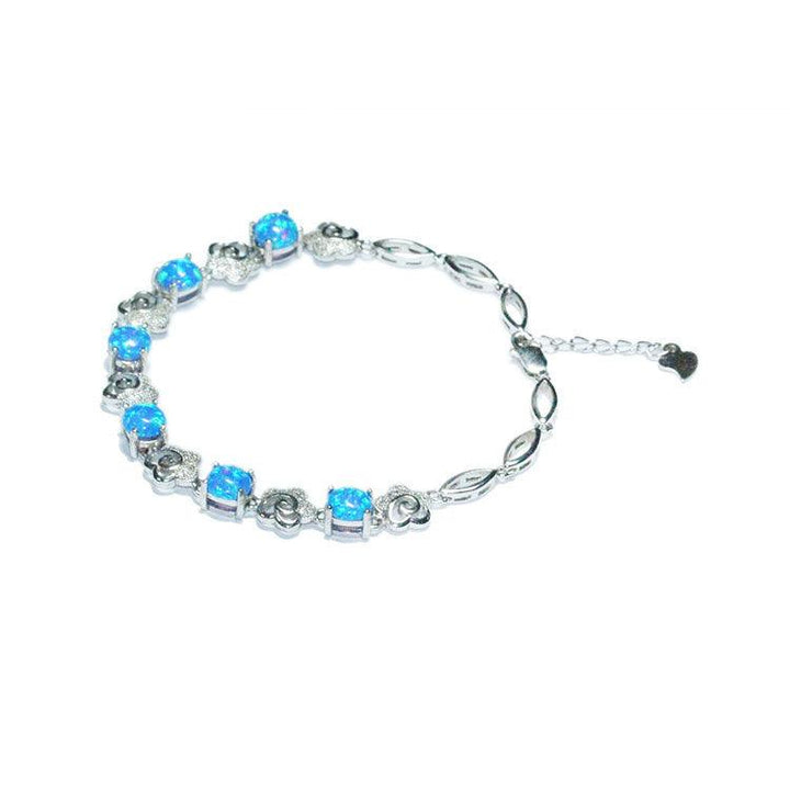 6mm Blue Opal Bracelet Silver Jewelry Colorful - Super Amazing Store