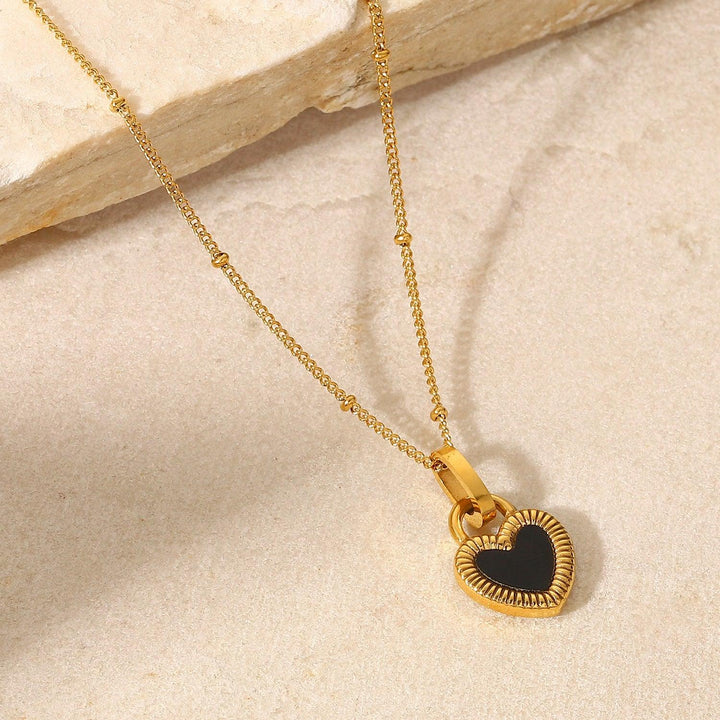 New Titanium Steel 18K Gold Double-sided Love Heart-shaped Small Lock Pendant Necklace - Super Amazing Store