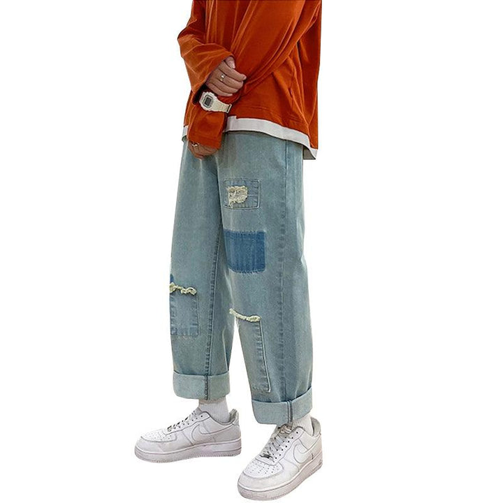 High Street Trousers Ripped Jeans Men Loose Straight Leg - Super Amazing Store