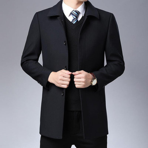 Suit collar cardigan middle-aged men trendy long-sleeved shirt - Super Amazing Store