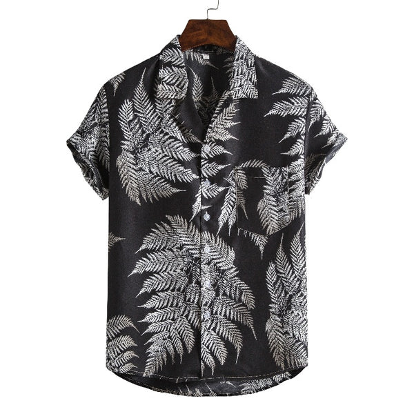 Men Short sleeved beach shirts men New printed T shirt Q2