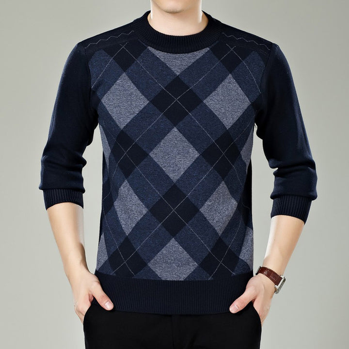 Round Neck Sweater Knit Sweater Thick Middle Aged Male Woolen Sweater - Super Amazing Store