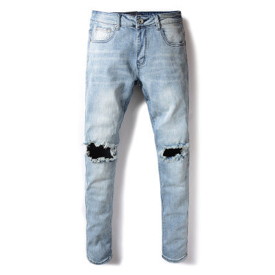 Men's jeans lightly washed holes Q2