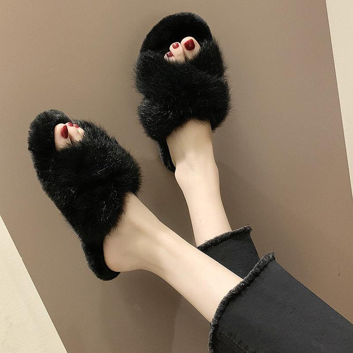 Cross fur slippers - Super Amazing Store