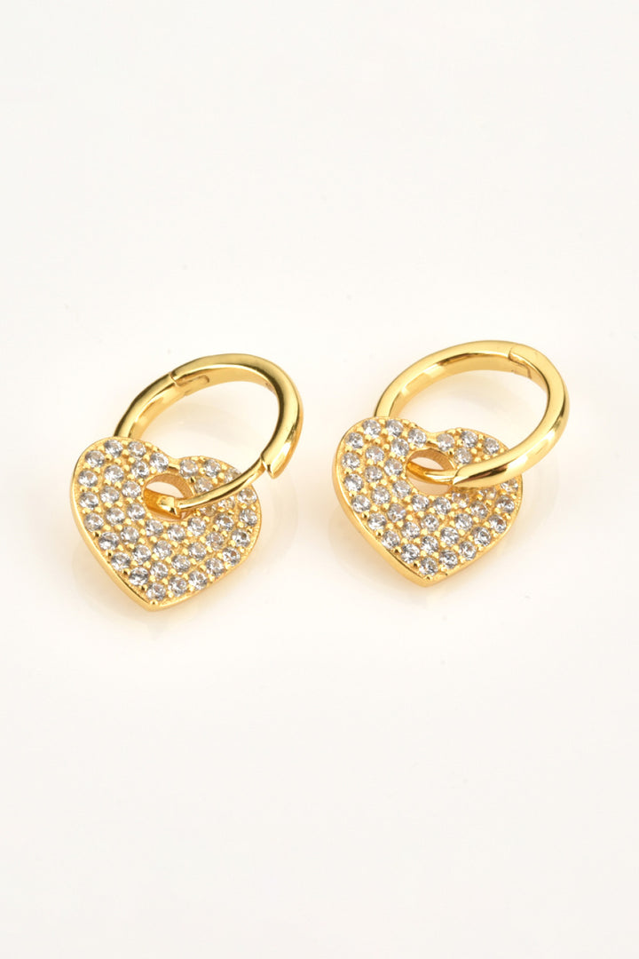 Zircon Heart Drop Huggie Earrings Trendsi