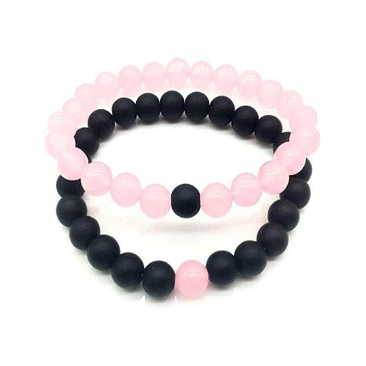 Two-piece Set Natural Stone Turquoise Pink Crystal Bracelet - Super Amazing Store