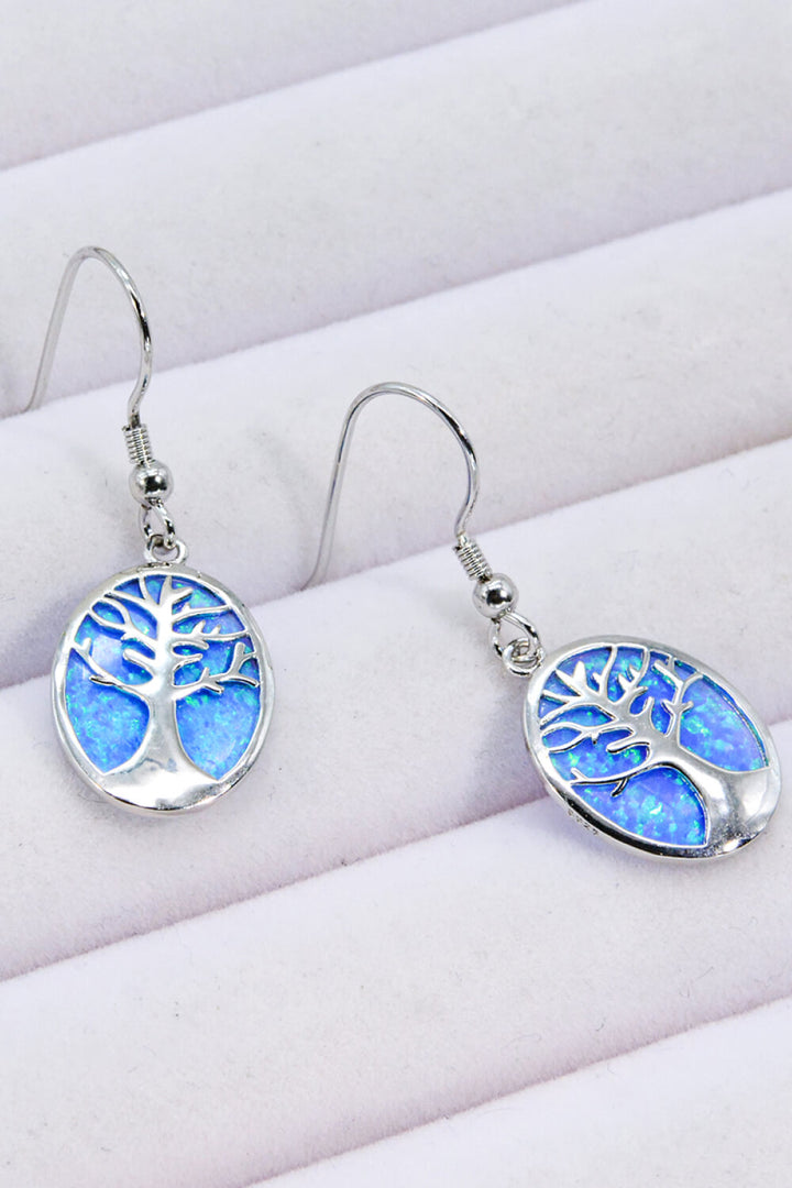 Opal Blue Platinum-Plated Drop Earrings Trendsi