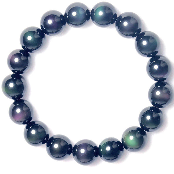 Rainbow Purple Green Eye Obsidian Bracelet Q2