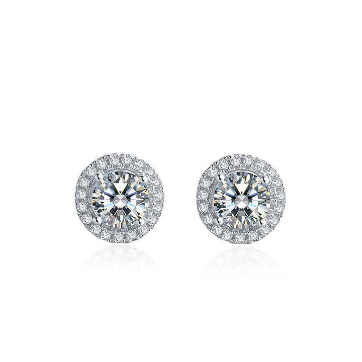 Luxury round bag moissanite silver earrings - Super Amazing Store