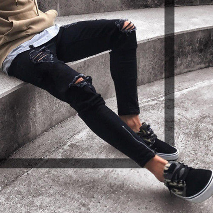 Pants Jeans For Men Trousers Long Basic Broken Clothes - Super Amazing Store