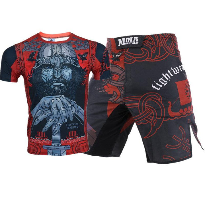 T-shirts+Shorts Men Boxing Shorts Rashguard - Super Amazing Store