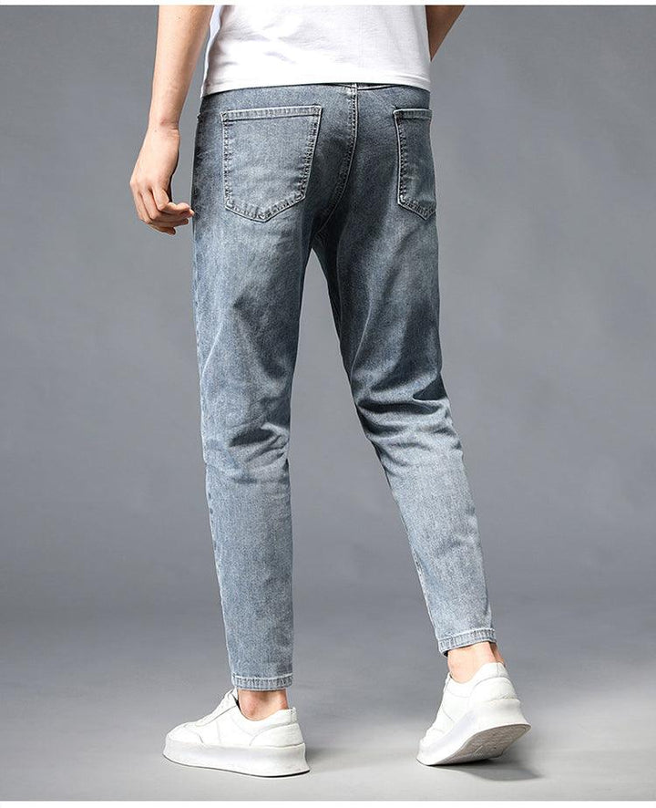 Nine-Point Washed Small Feet Jeans Straight-Leg Pants Men - Super Amazing Store