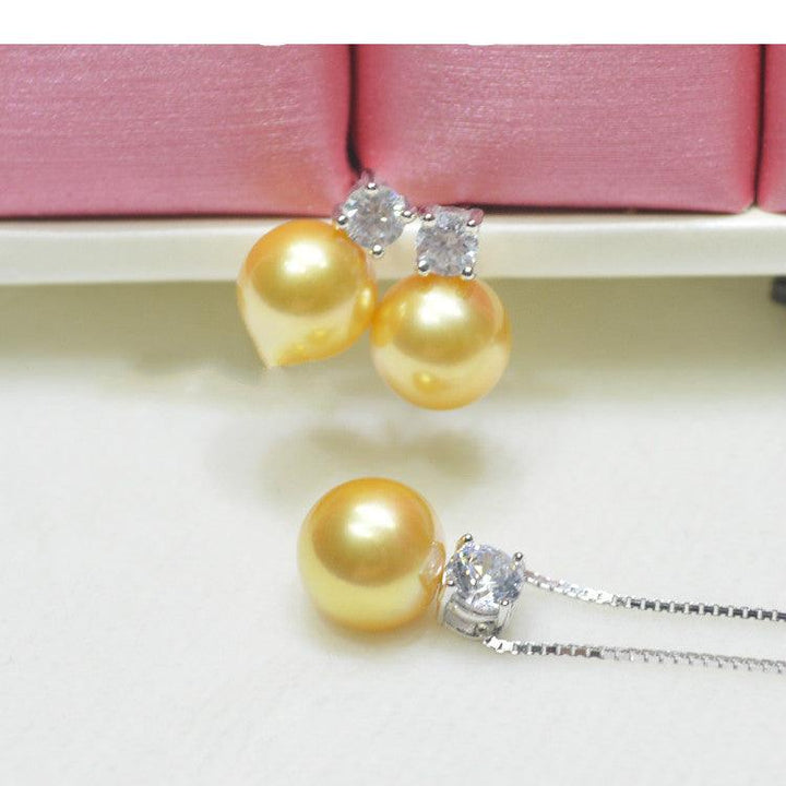 Natural Pearl Earrings Pendant Sterling Silver Necklace - Super Amazing Store