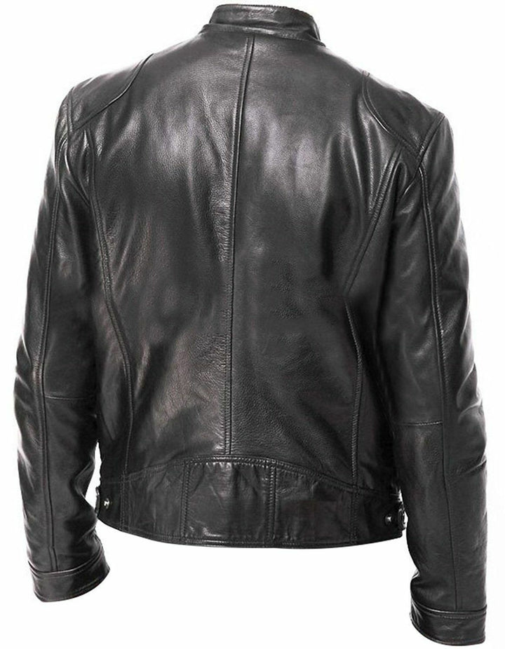 PU Leather Jacket Slim Leather Jacket-Super Amazing Store