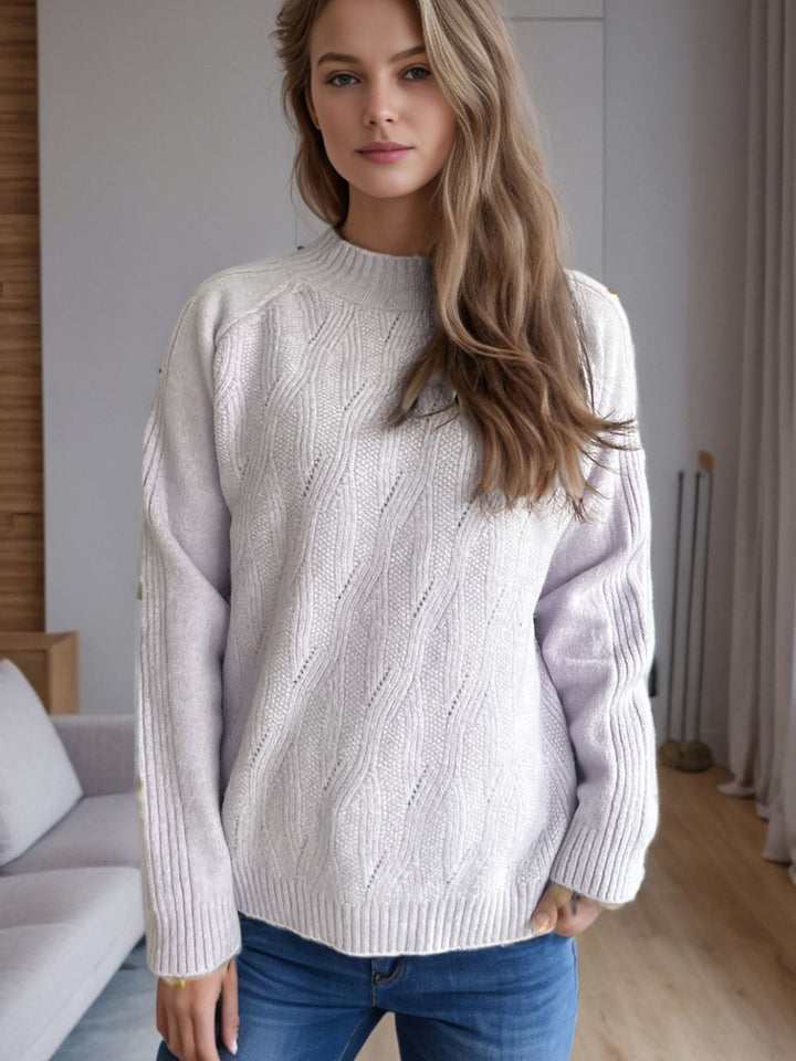 Mock Neck Long Sleeve Sweater Trendsi