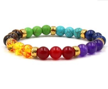 Natural Stone Colorful Chakra Energy Yoga Bracelet Q2