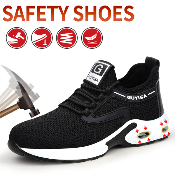 Black Sneakers Men Work Safety Shoes Lightweight Breathable For Gym Travel Work Casual Tennis Running Shoes - Super Amazing Store