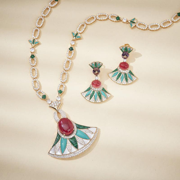 Women's Fan-shaped Necklace Earring Set - Super Amazing Store