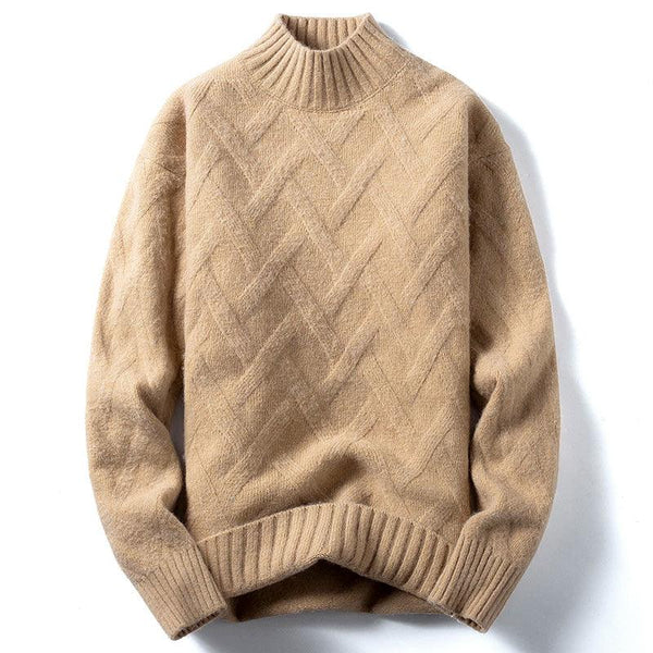 Half Turtleneck Sweater Men Korean Loose Knit Sweater - Super Amazing Store