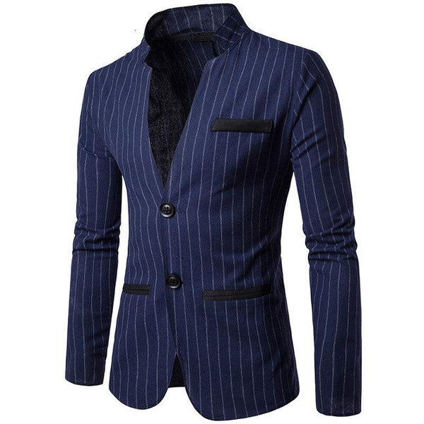 Stripe stand collar Zhongshan suit - Super Amazing Store