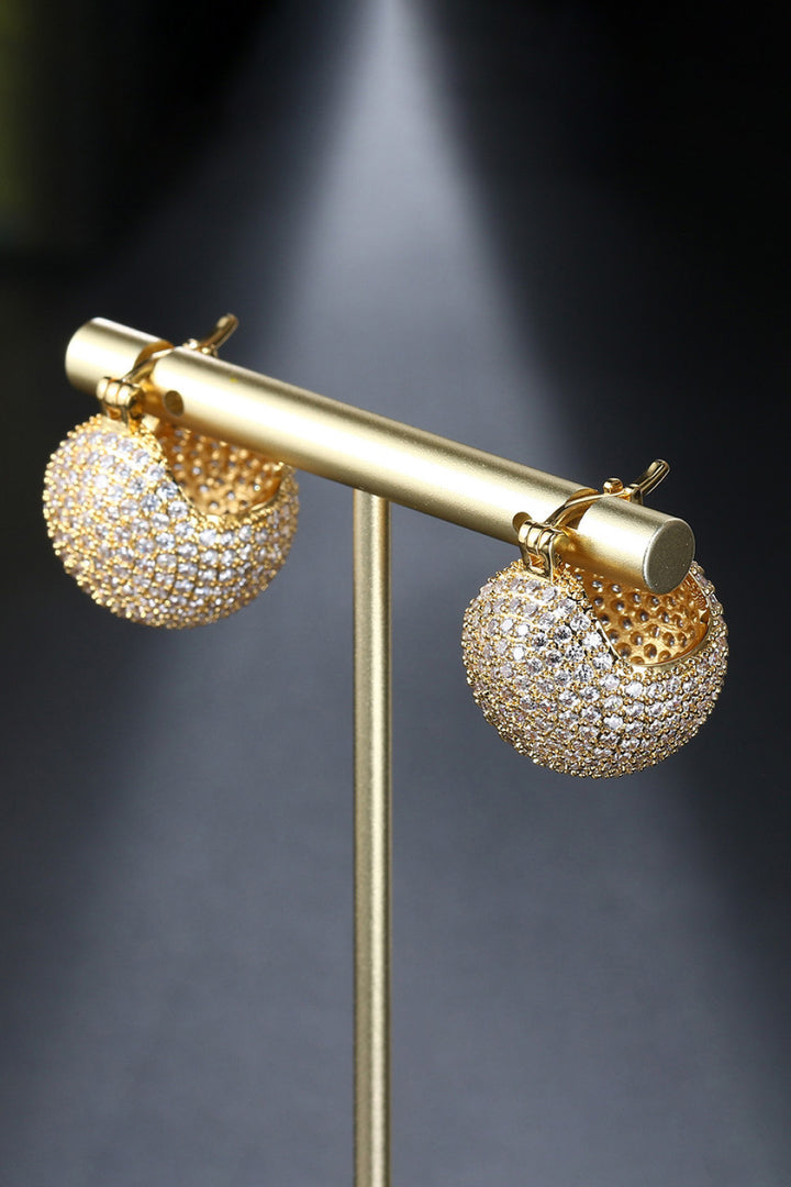 Inlaid Cubic Zirconia Brass Earrings Trendsi