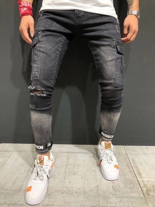 Shredded stretch jeans-Super Amazing Store