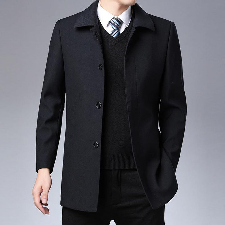 Suit collar cardigan middle-aged men trendy long-sleeved shirt - Super Amazing Store