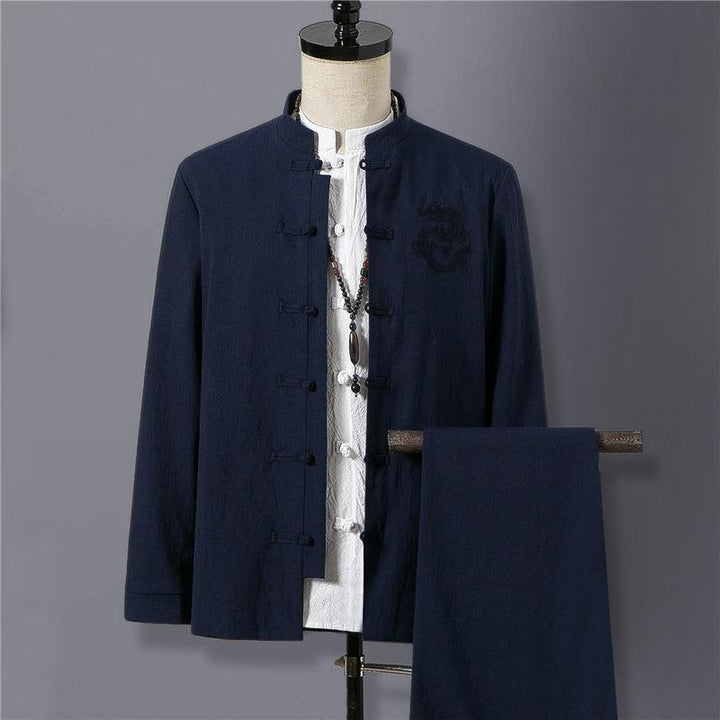 Spring Chinese Style Retro Ethnic Style Suits Men's Suits Spring Stand-up Collar Chinese Tunic - Super Amazing Store