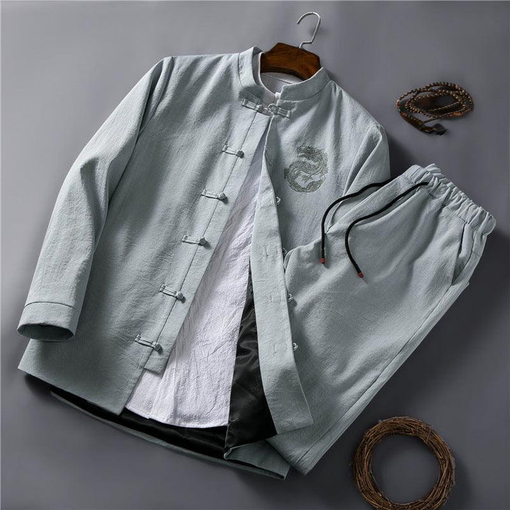 Spring Chinese Style Retro Ethnic Style Suits Men's Suits Spring Stand-up Collar Chinese Tunic - Super Amazing Store