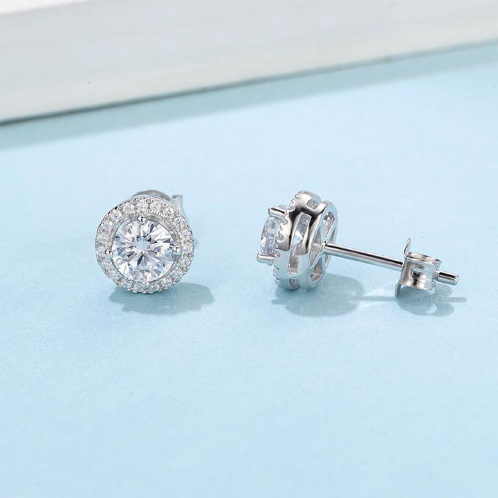 Luxury round bag moissanite silver earrings - Super Amazing Store