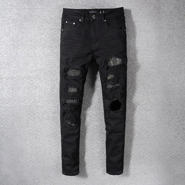 Ripped men's rhinestone jeans - Super Amazing Store