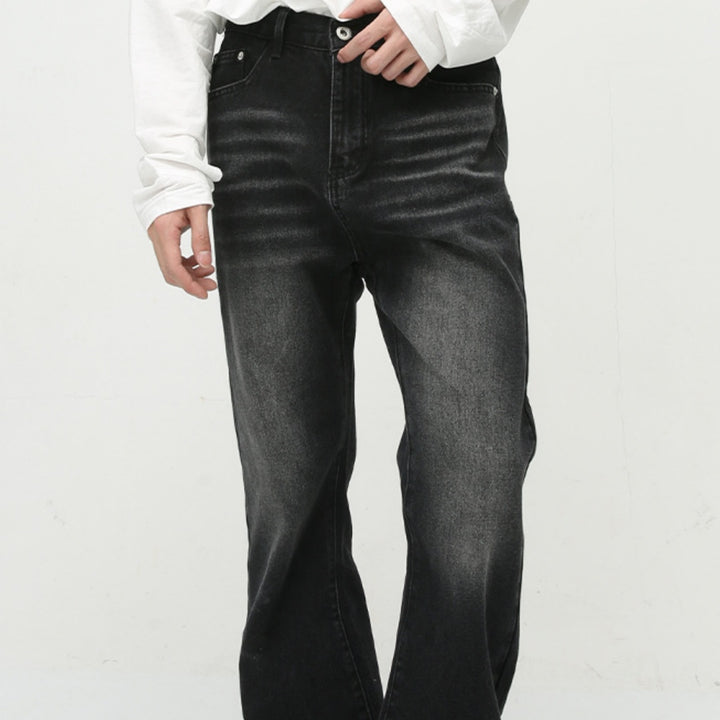 Loose Worn Looking Washed-out Slightly Flared Jeans Men Q2