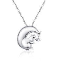 Squirrel Necklace for Women 925 Sterling Silver Cute Animal Necklace Squirrel Pendant Necklace Squirrel Animal Jewellery Gifts for Women Gir - Super Amazing Store