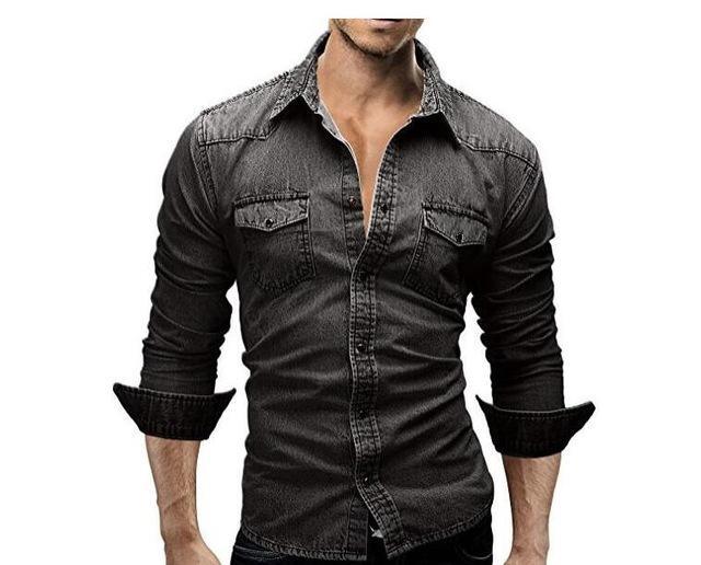 Men Shirt Brand Male Long Sleeve Shirts Casual Solid Slim Fit - Super Amazing Store