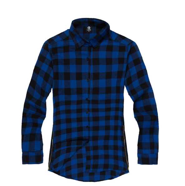 Mens Fashion Hip Hop Shirts Streetwear Urban Clothing Hiphop Men Clothes Plaid Zipper Shirt - Super Amazing Store