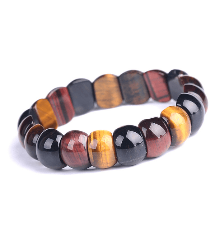 Natural color tiger eye stone tiger eye stone red yellow blue hand row bracelet bracelet men and women couple gift - Super Amazing Store