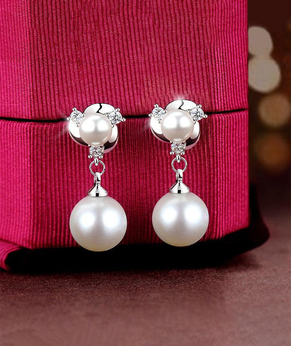 Style Tassel Clip Sterling Silver Pearl Earrings For Women - Super Amazing Store