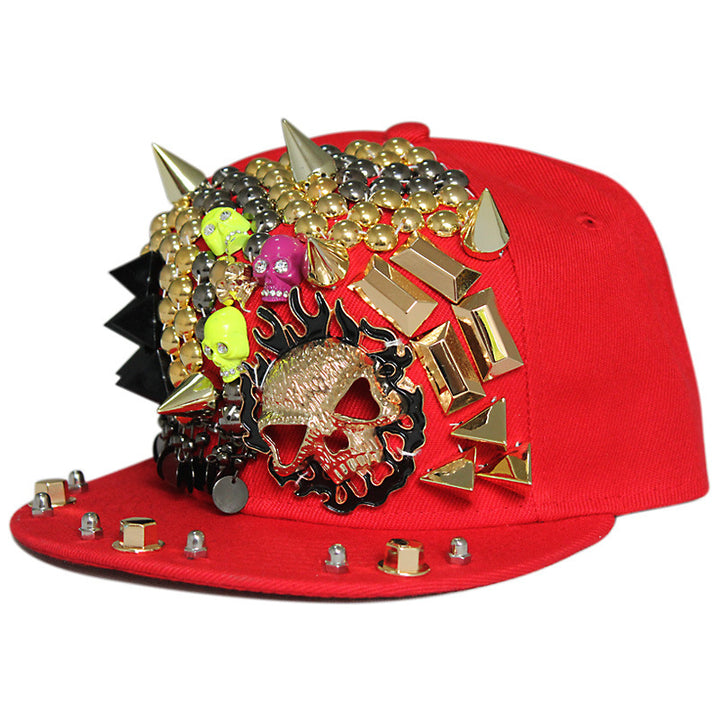 Flame Big Ghost Head Flat-brimmed Cap Rivet Baseball Cap - Super Amazing Store