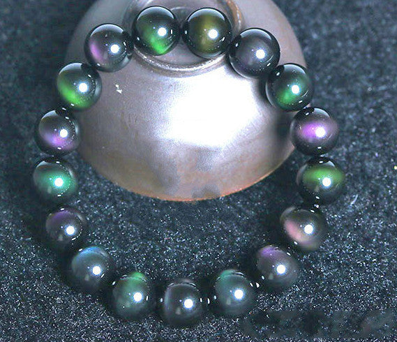 Rainbow Purple Green Eye Obsidian Bracelet Q2