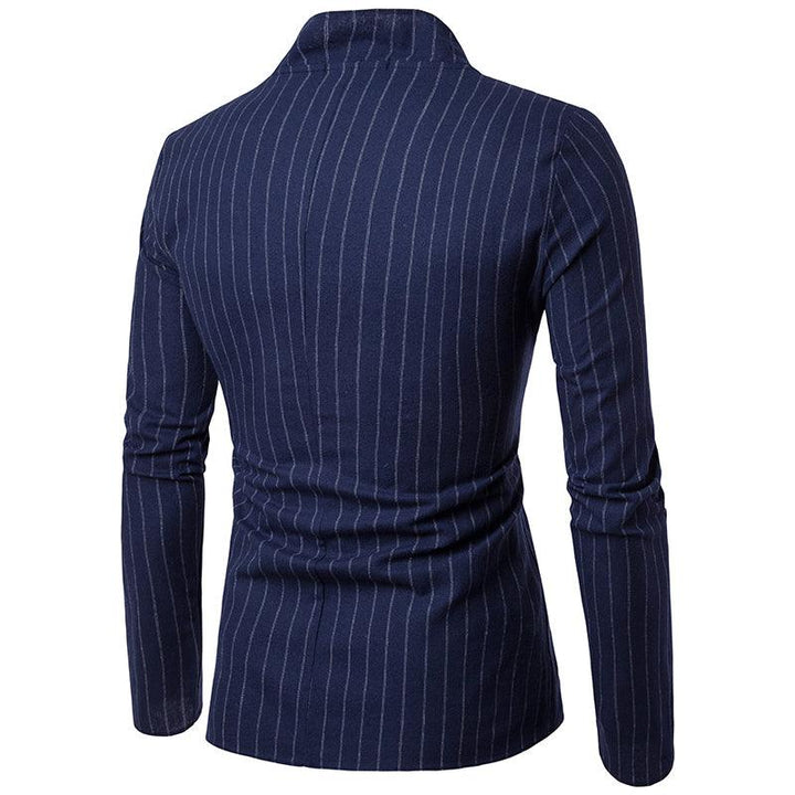 Stripe stand collar Zhongshan suit - Super Amazing Store